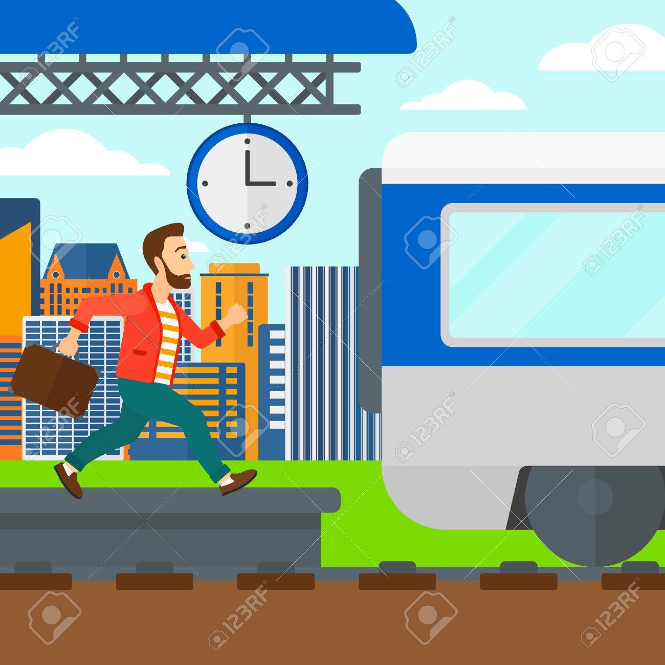 Persona corriendo para alcanzar un tren