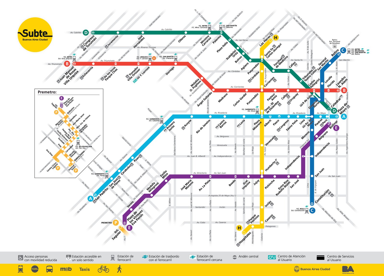 Mapa del sistema de Subte de Buenos Aires