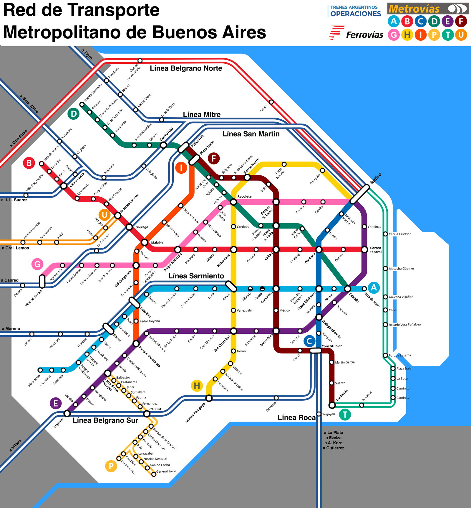 Mapa de transporte público de Buenos Aires