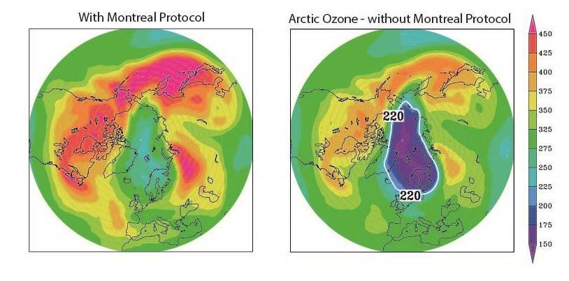 En que estado estaria el agujero de la capa de ozono sin medidas